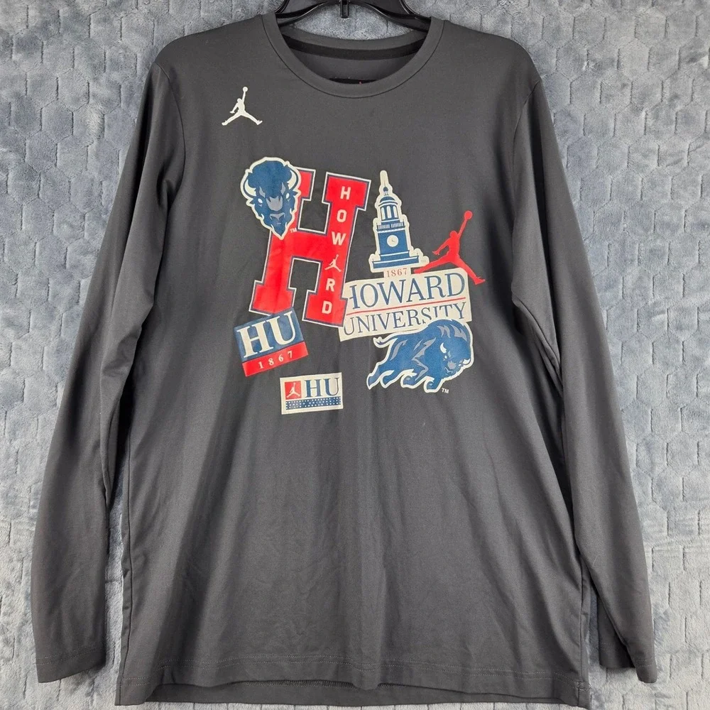 Jordan Howard University Bison Dri-FIT Long Sleeve Shirt Gray DQ7901-066 Mens M
